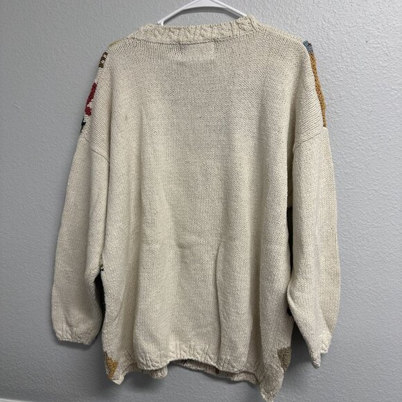 Vtg 90s Crystal Kobe Knit Pastel Floral Winter Crochet Sweater Cottage Size 38 - Picture 4 of 7